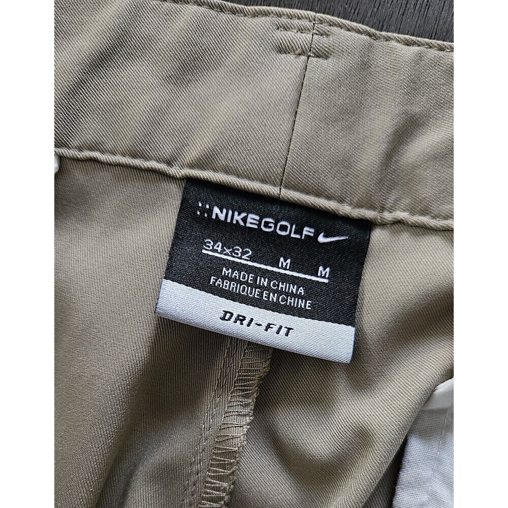 Nike Dri-Fit Men Tan Golf Pants  Standard Fit Khaki Tan Colored Chino Size 34x32 - Picture 3 of 9